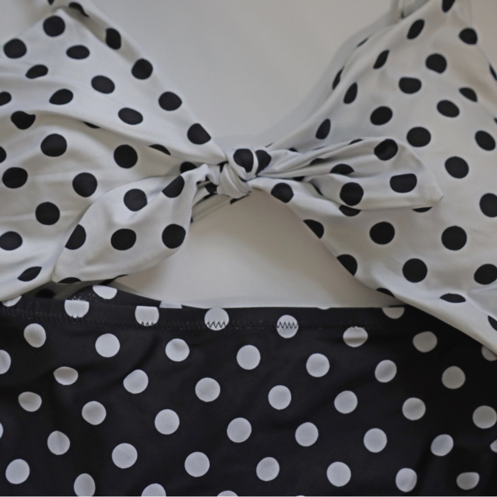 Modcloth The Sienna Black and White Polka Dot One Piece Swimsuit Size Small - Picture 5 of 5